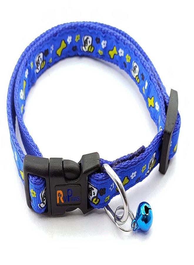Pups&Pets Printed Nylon Collar Leash Set Adjustable 15 MM, Ideal for All Breed Small Dog & Puppies - (Blue, Pattern 02) - Image 3